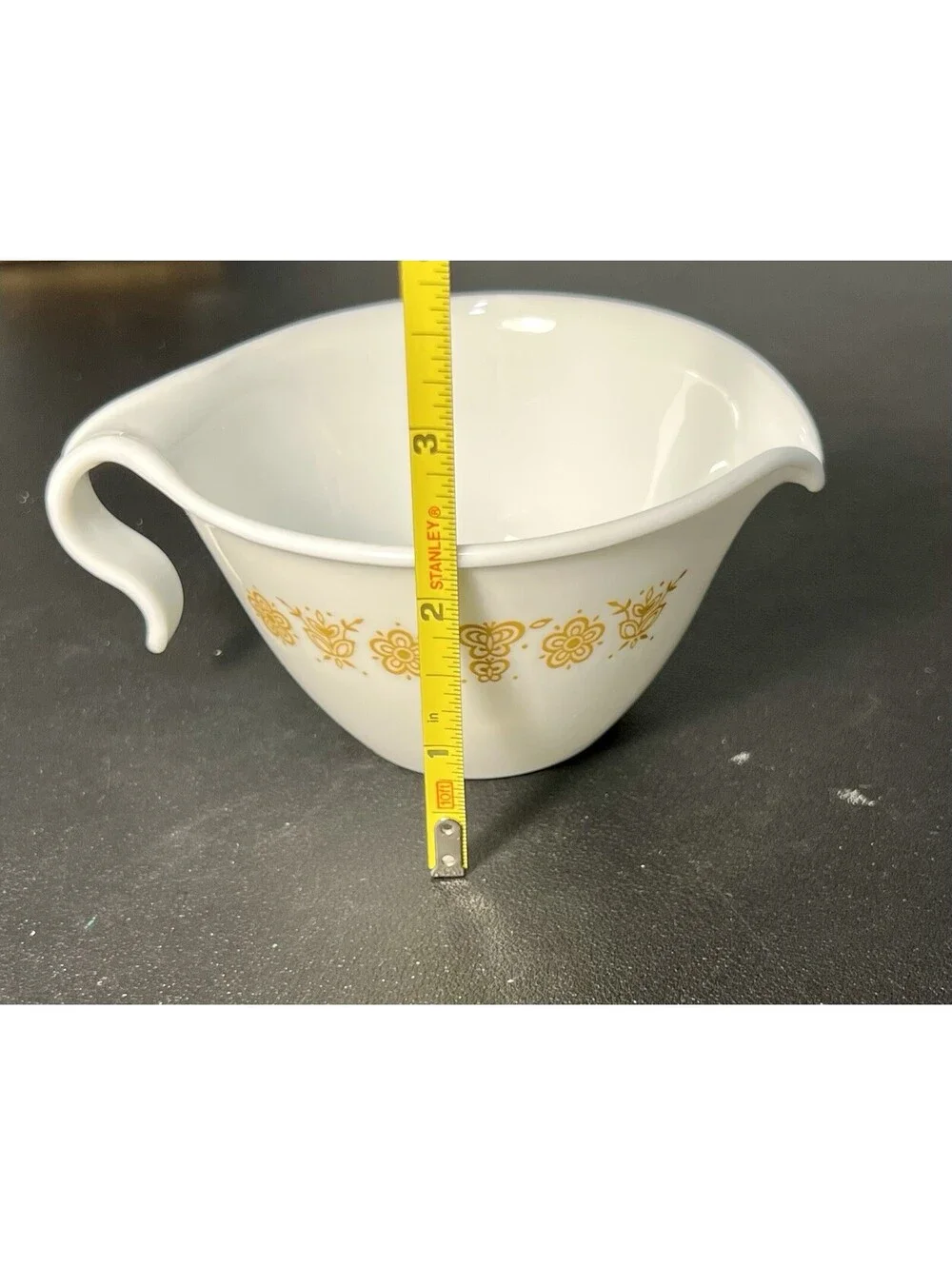 Corelle by Corning 1970s Butterfly Gold Creamer Gravy Boat, 5x2.5”